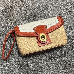 Coach Straw Summertime Clutch Wristlet w/ Turnlock, Vintage